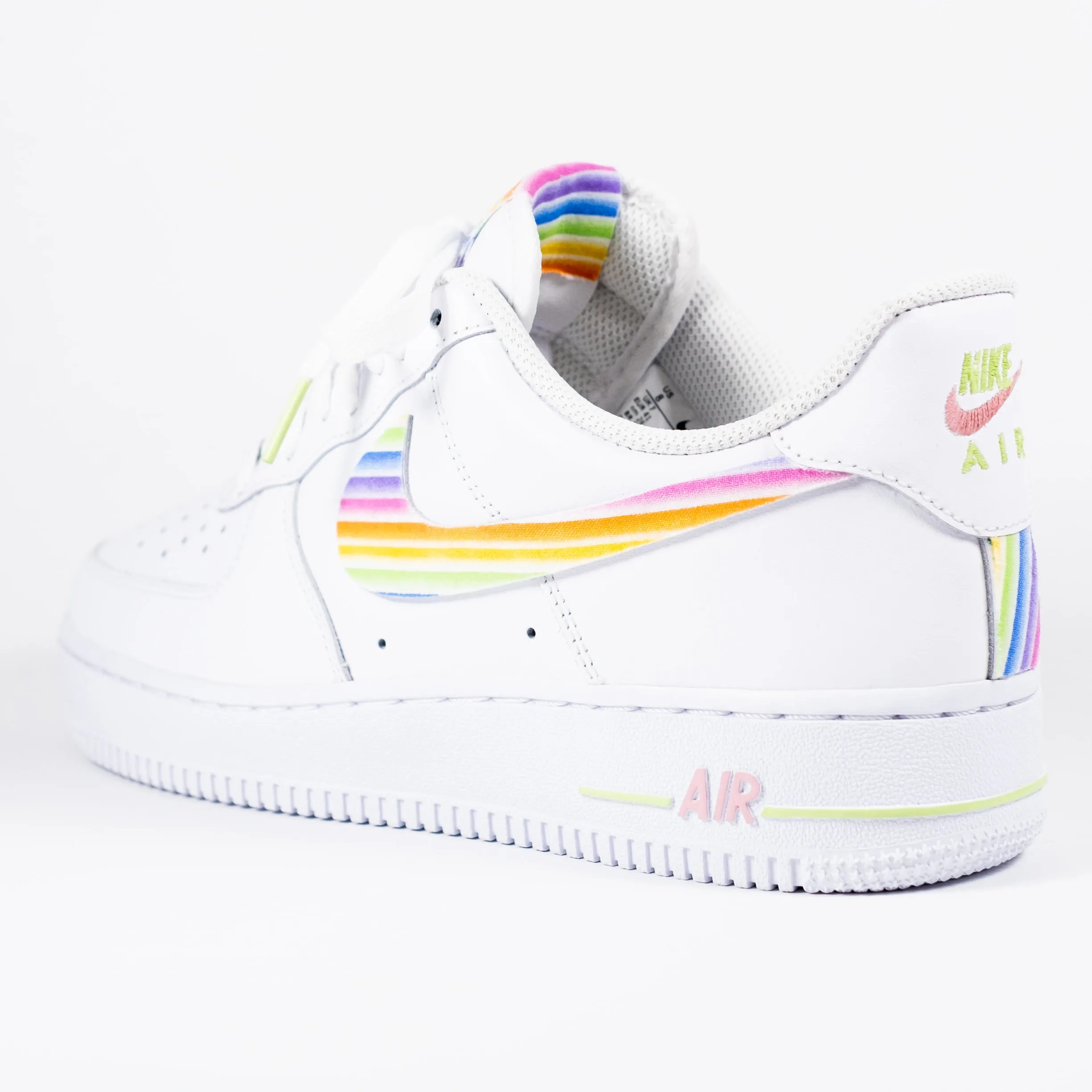 Nike Air Force 1 White Custom 'Rainbow Swoosh' Edition