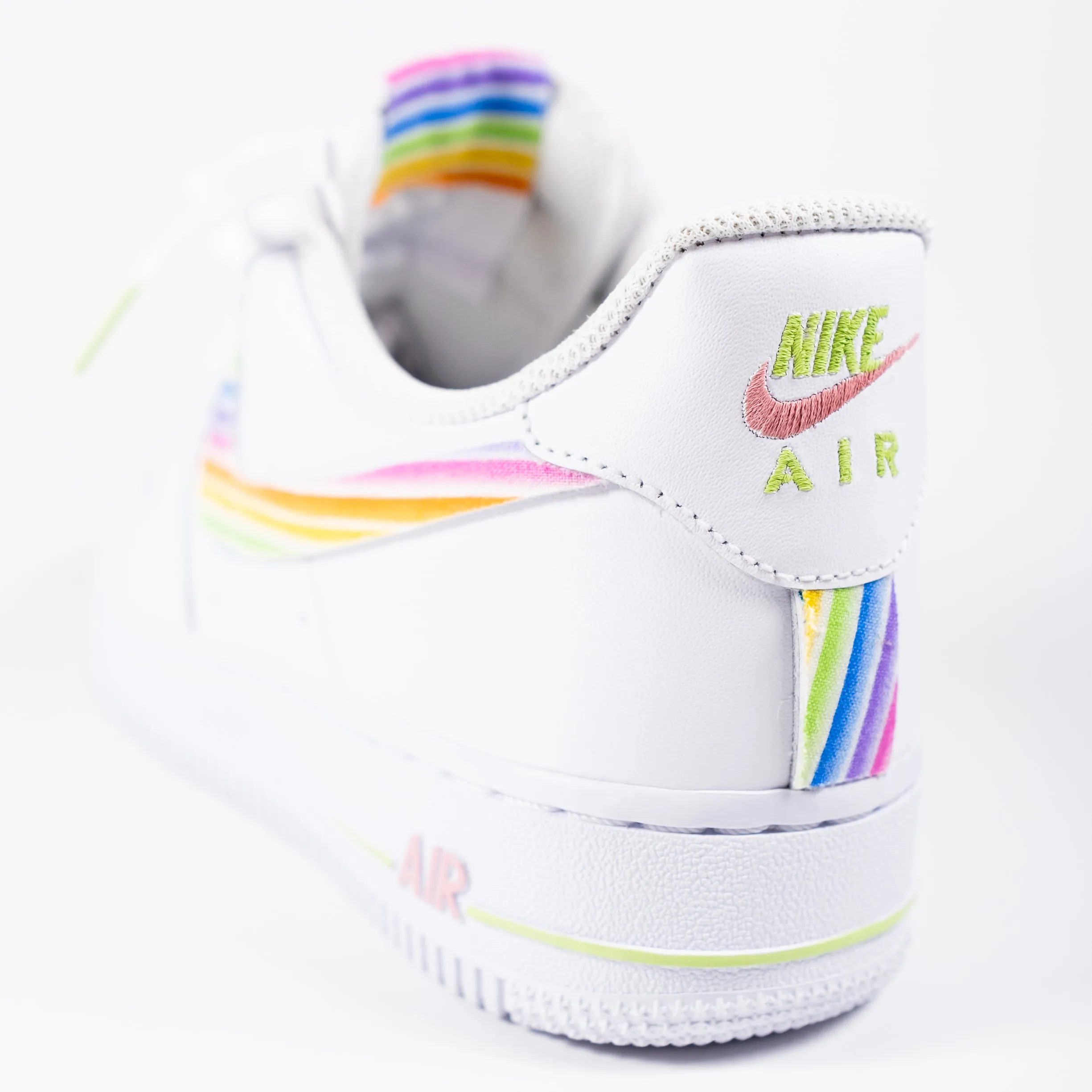 Nike Air Force 1 White Custom 'Rainbow Swoosh' Edition