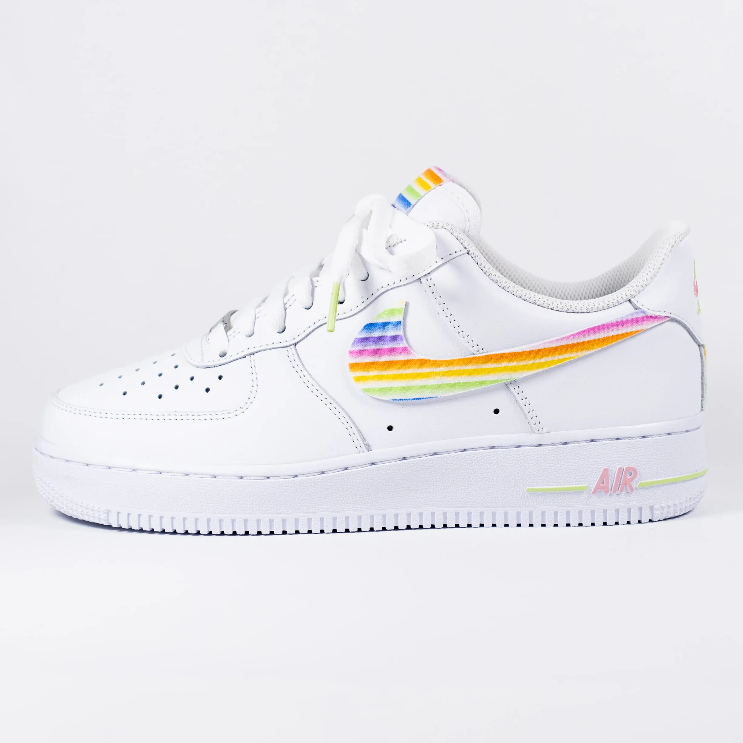 Nike Air Force 1 White Custom 'Rainbow Swoosh' Edition