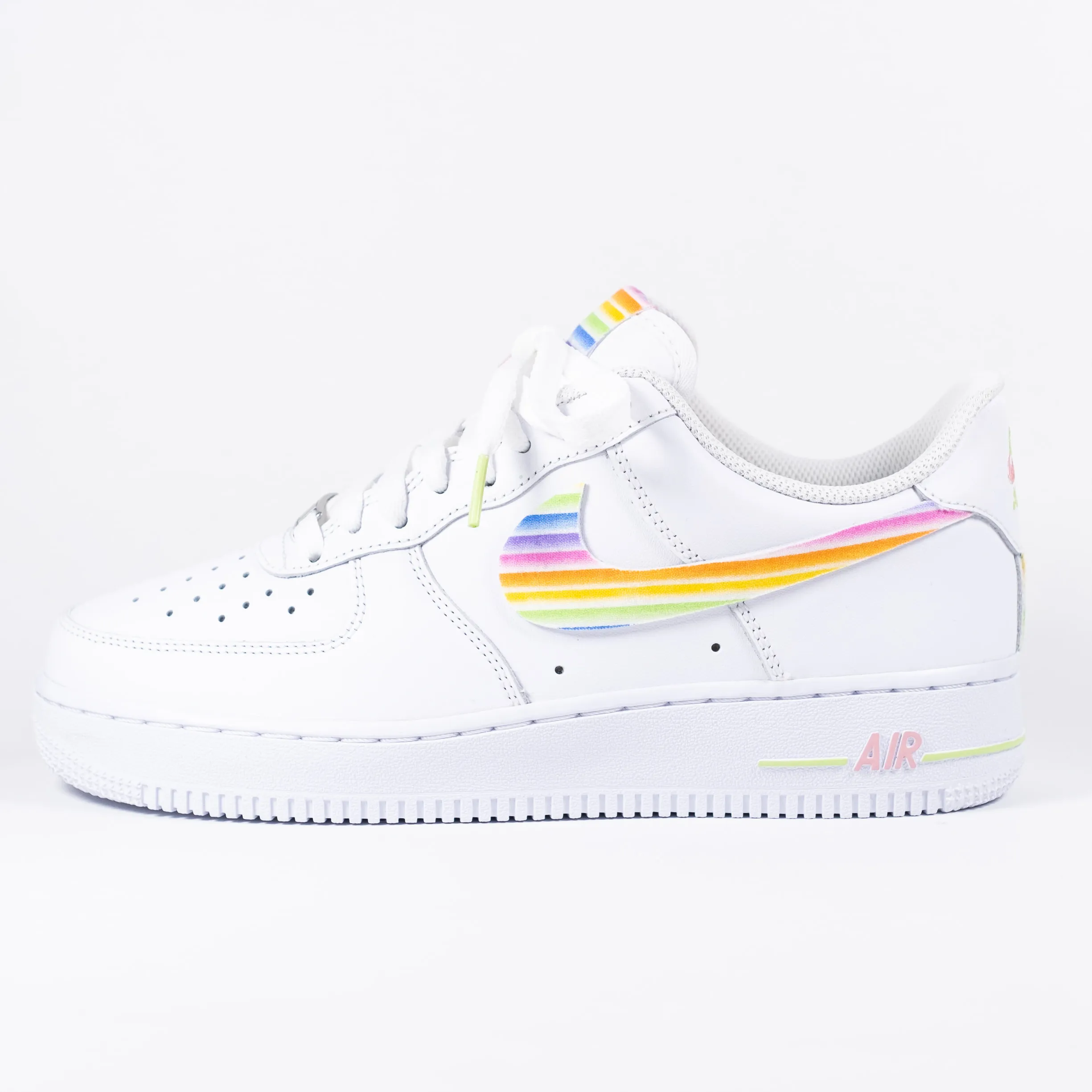 Nike Air Force 1 White Custom 'Rainbow Swoosh' Edition