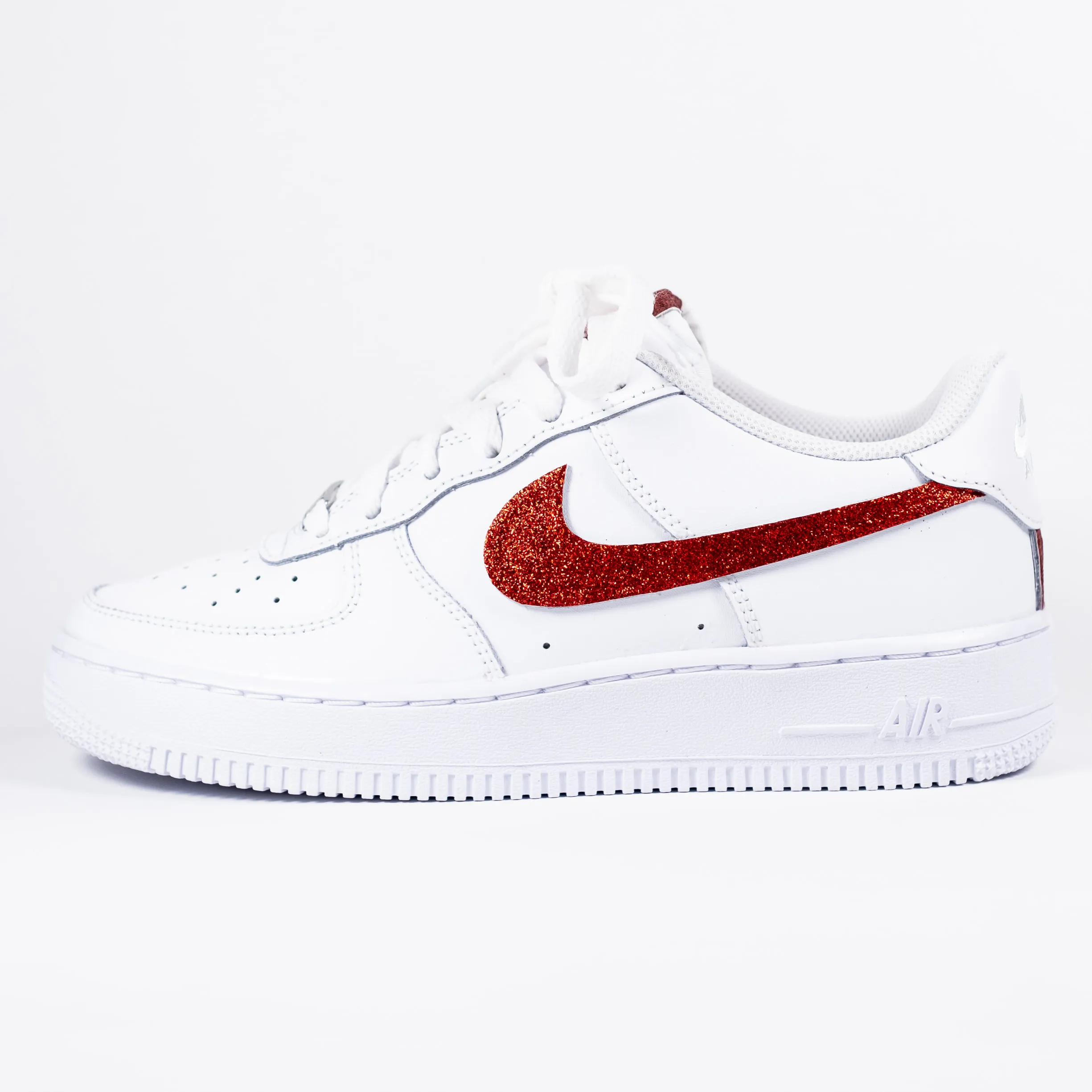 Nike Air Force 1 White Custom 'Red Glitter' Edition