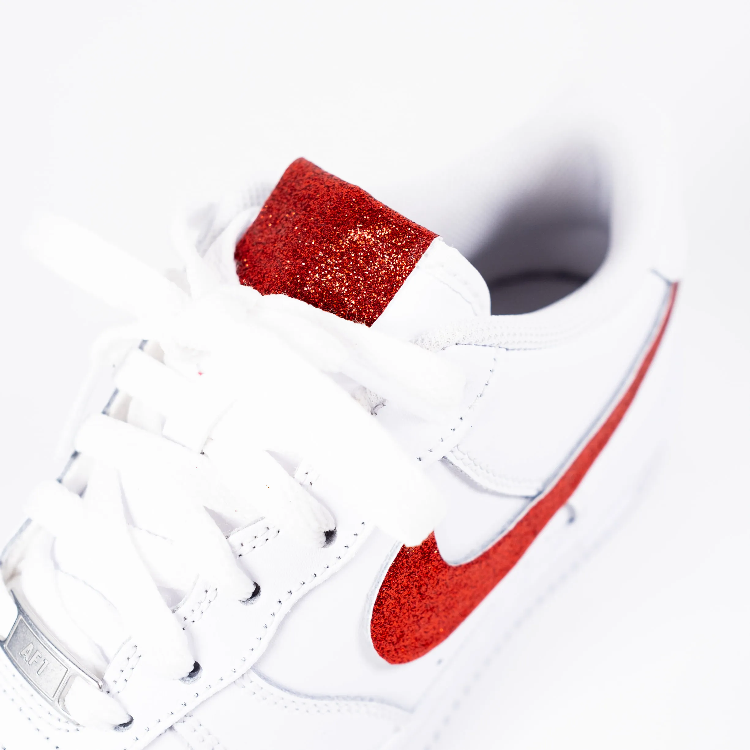 Nike Air Force 1 White Custom 'Red Glitter' Edition