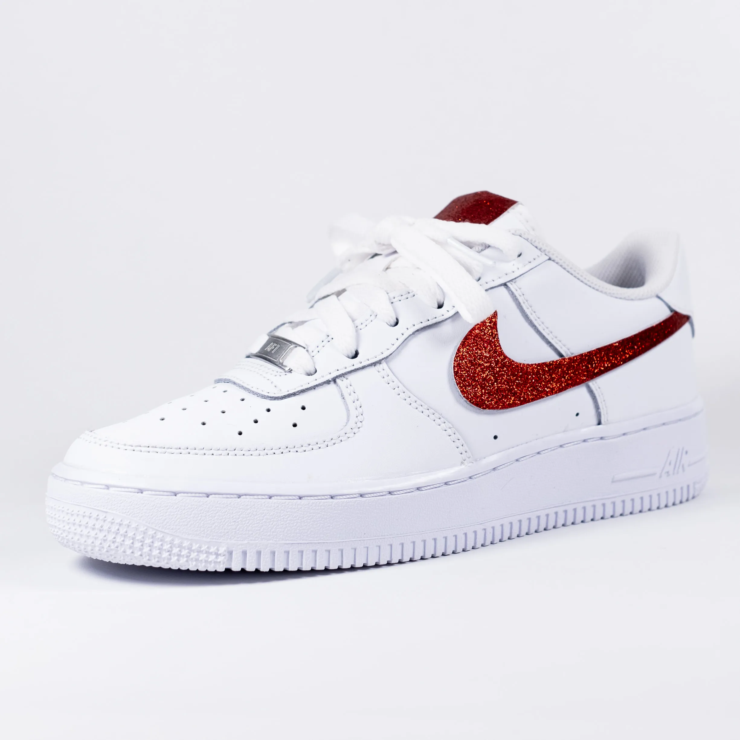 Nike Air Force 1 White Custom 'Red Glitter' Edition