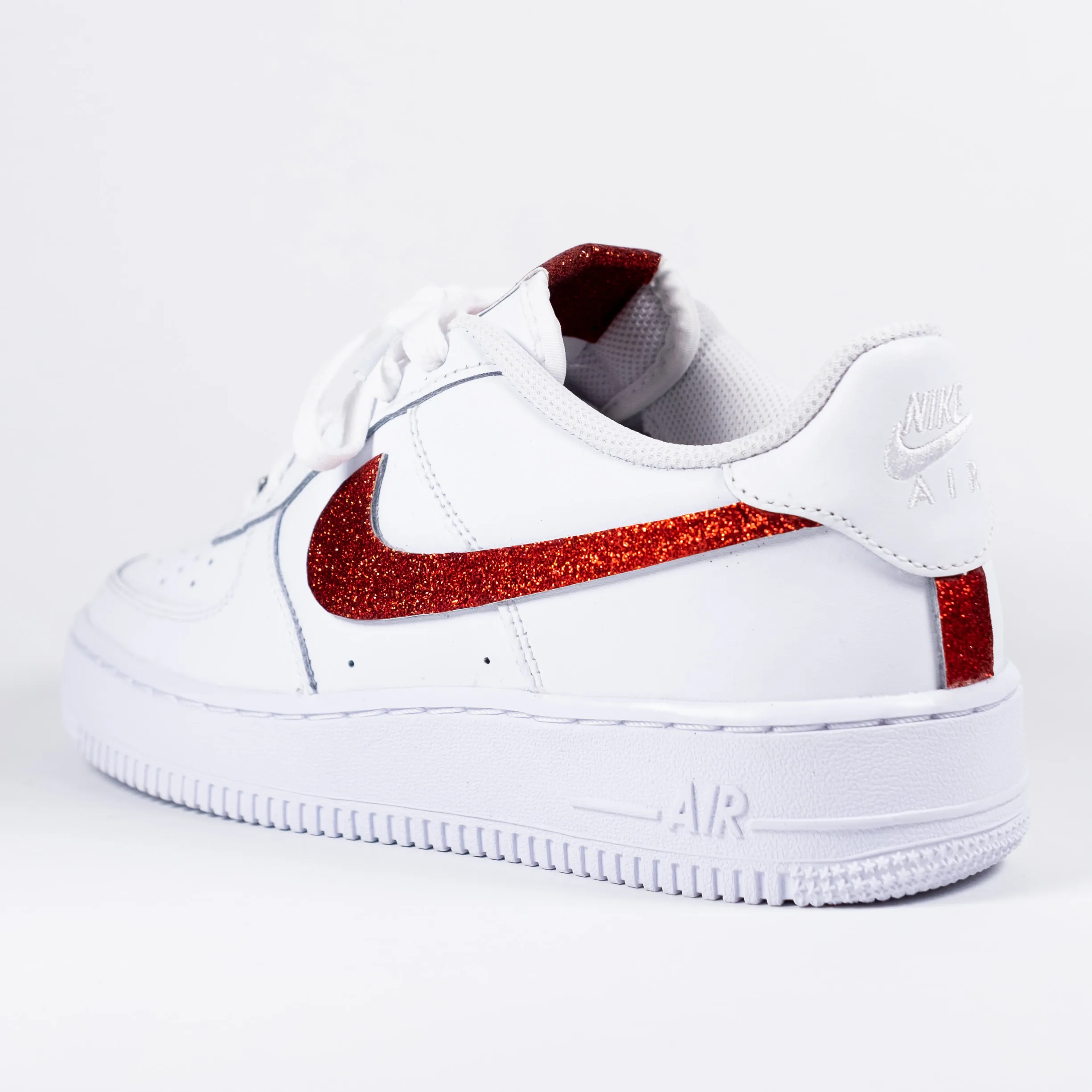 Nike Air Force 1 White Custom 'Red Glitter' Edition