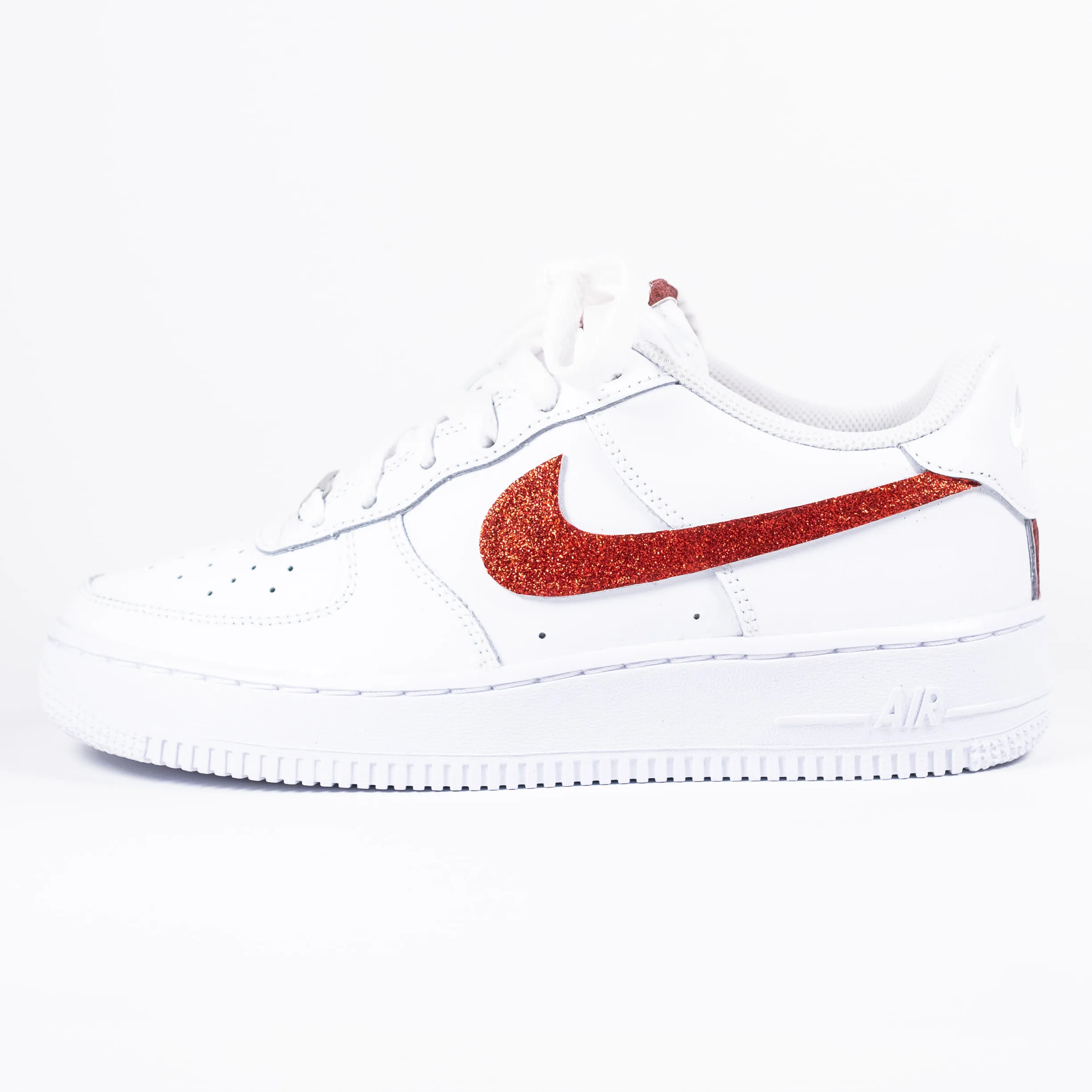 Nike Air Force 1 White Custom 'Red Glitter' Edition