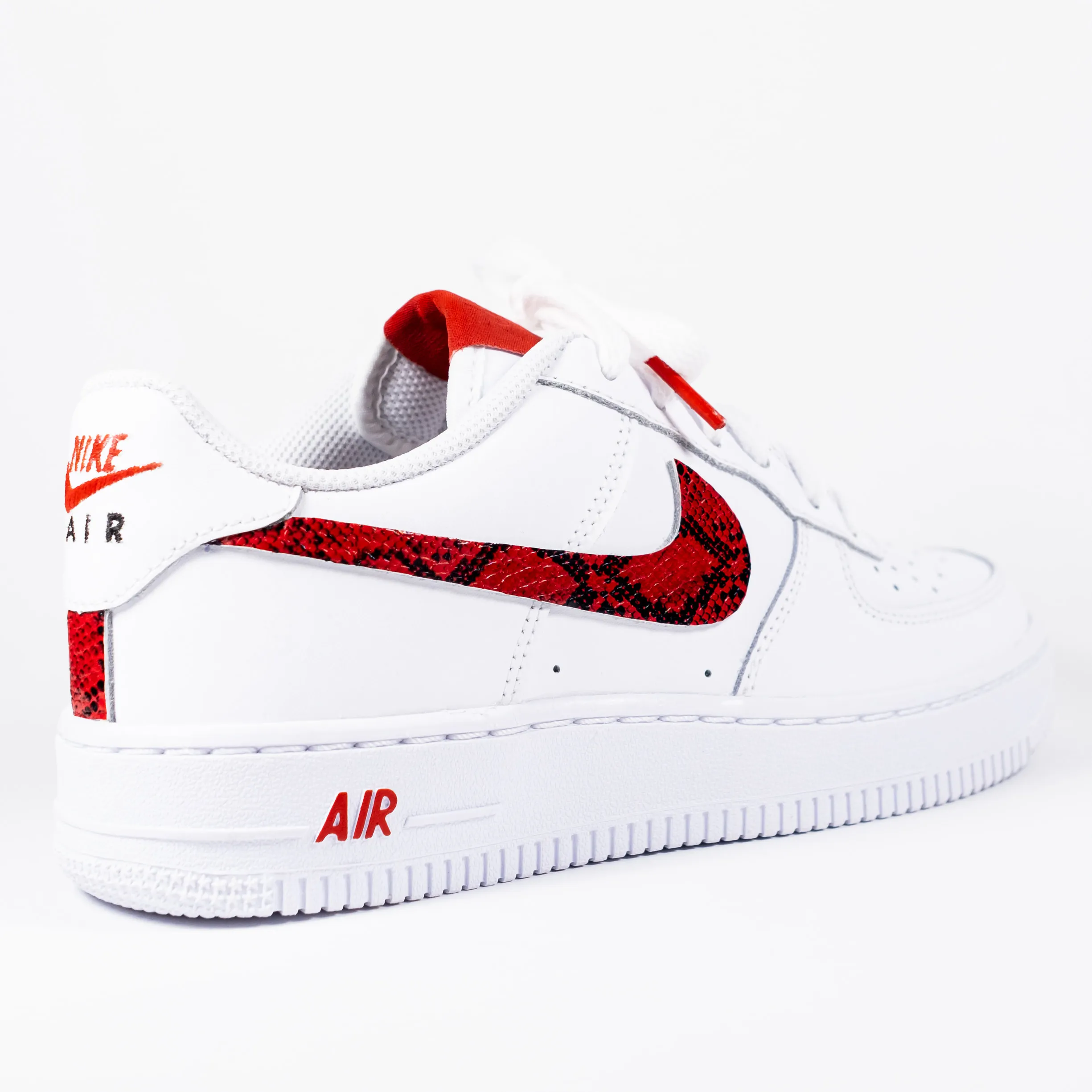 Nike Air Force 1 White Custom 'Red Snakeskin' Edition