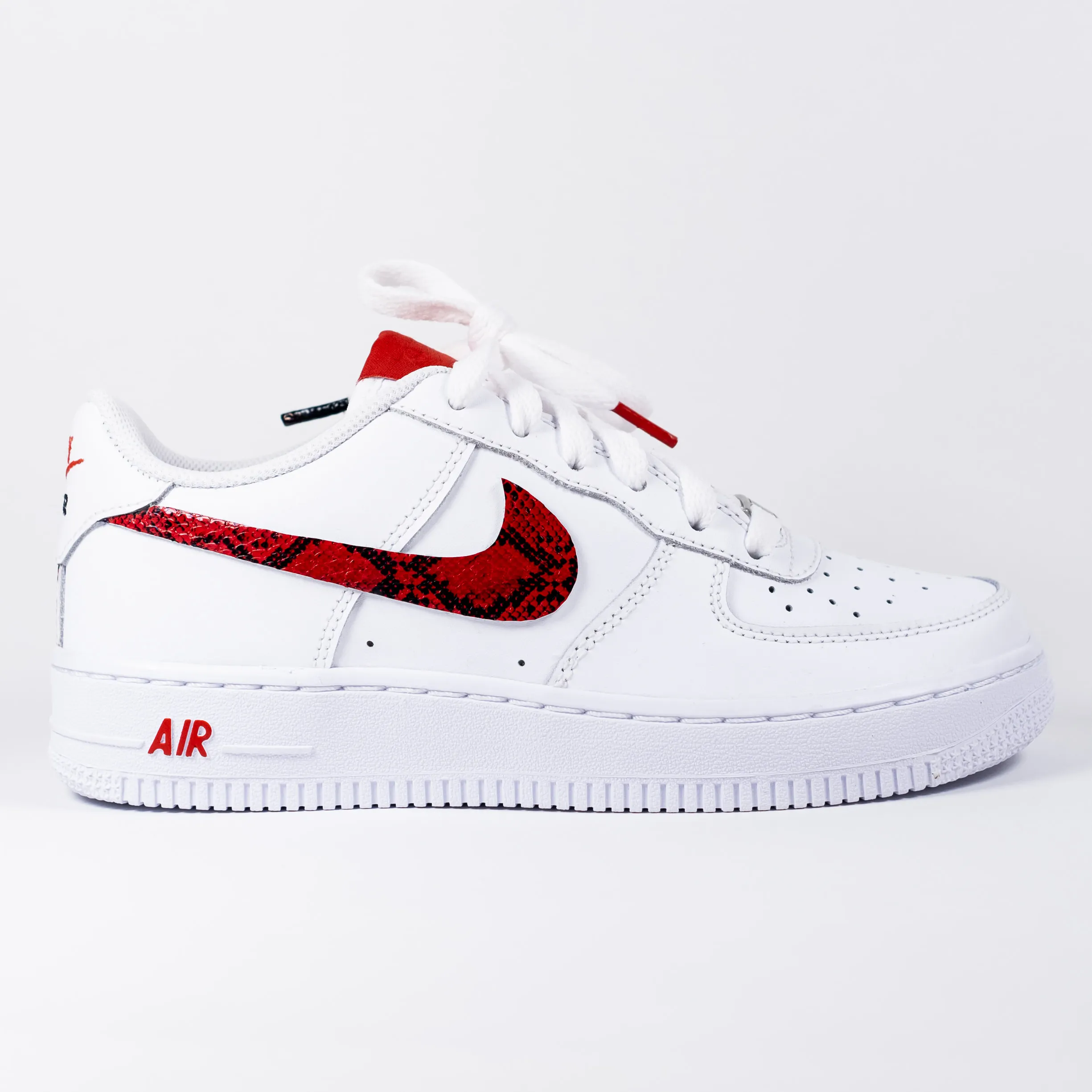 Nike Air Force 1 White Custom 'Red Snakeskin' Edition