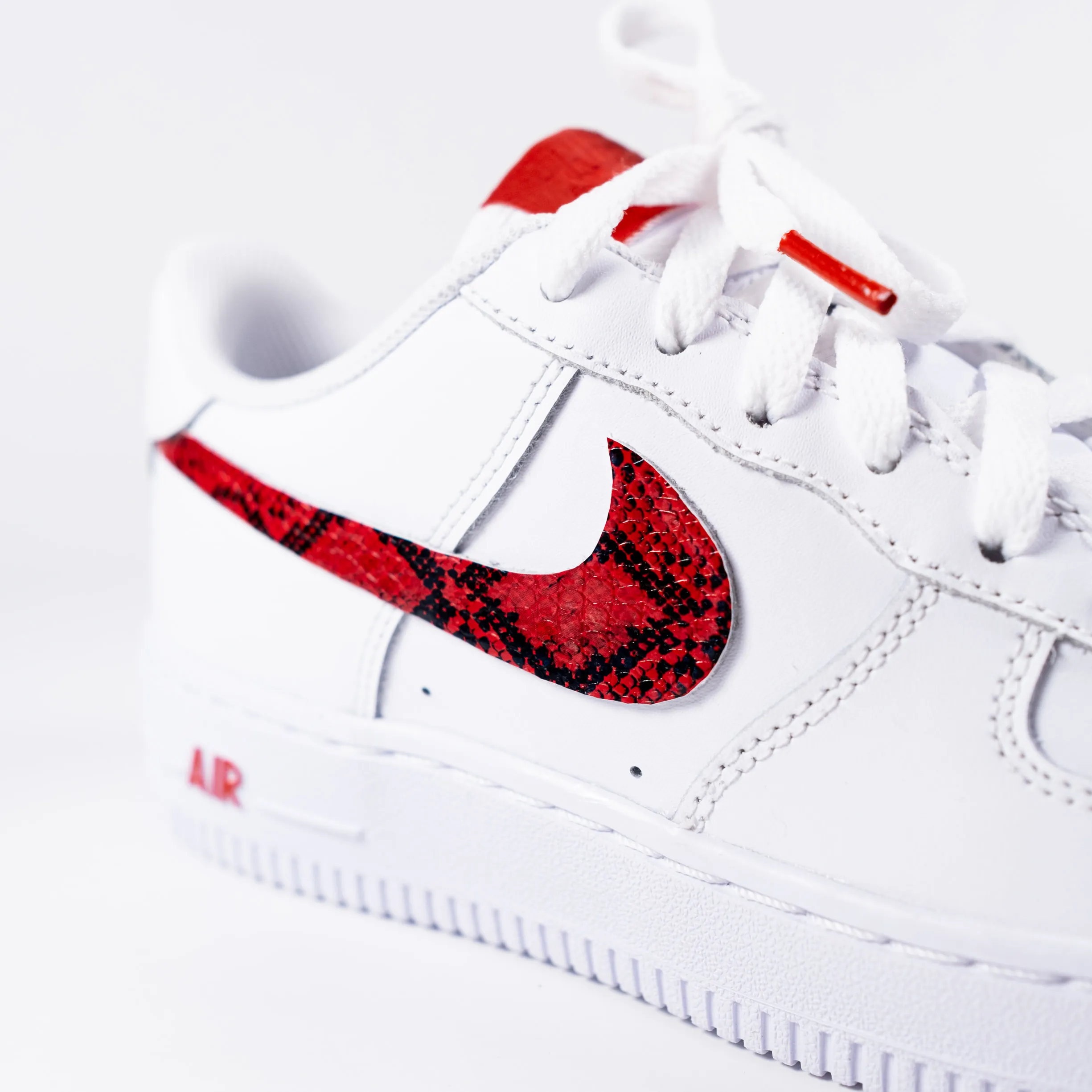 Nike Air Force 1 White Custom 'Red Snakeskin' Edition