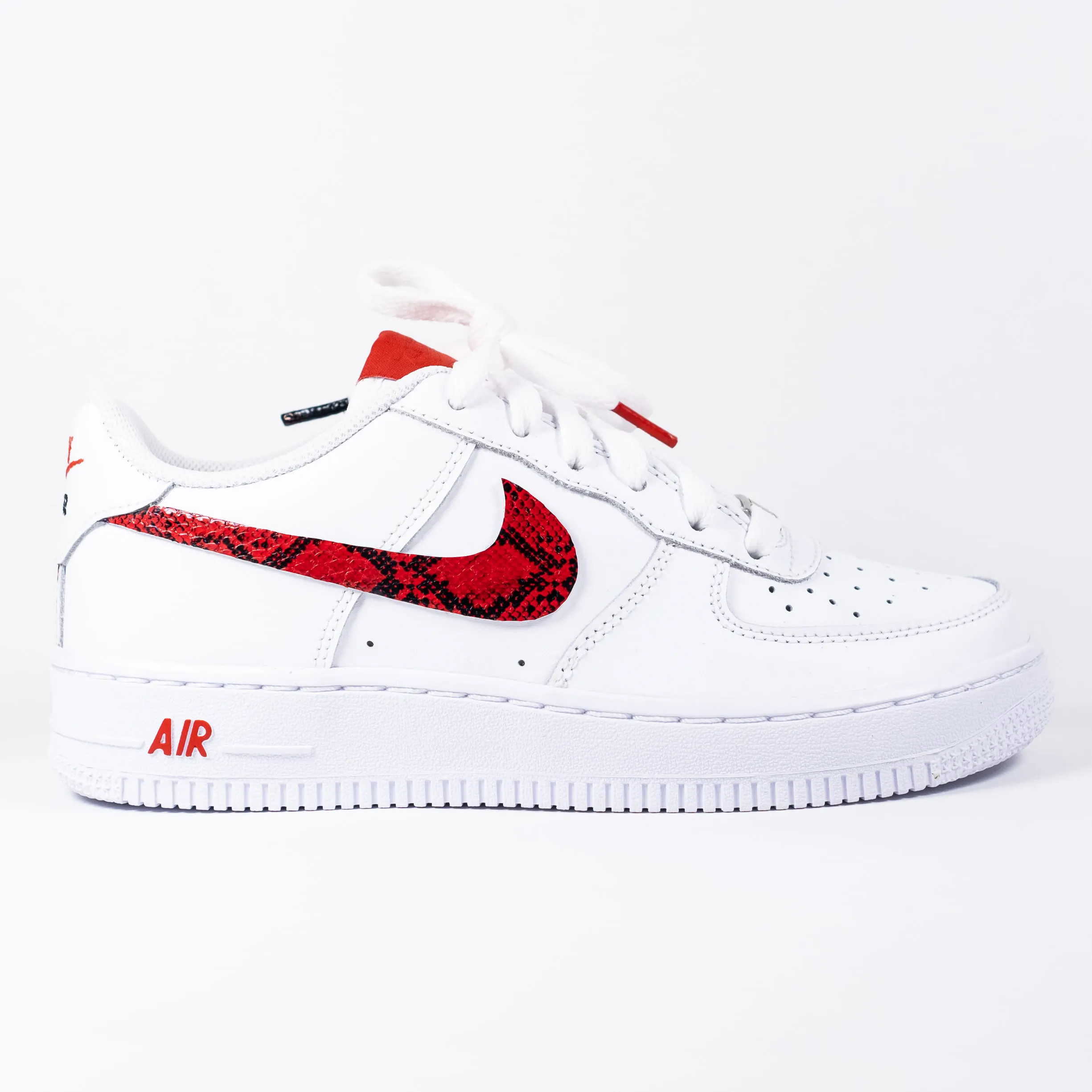 Nike Air Force 1 White Custom 'Red Snakeskin' Edition