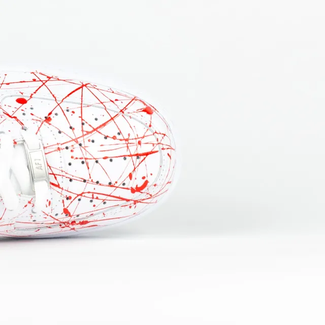 Nike Air Force 1 White Custom 'Red Splatter Meets Navy Swoosh' Edition