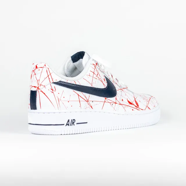 Nike Air Force 1 White Custom 'Red Splatter Meets Navy Swoosh' Edition