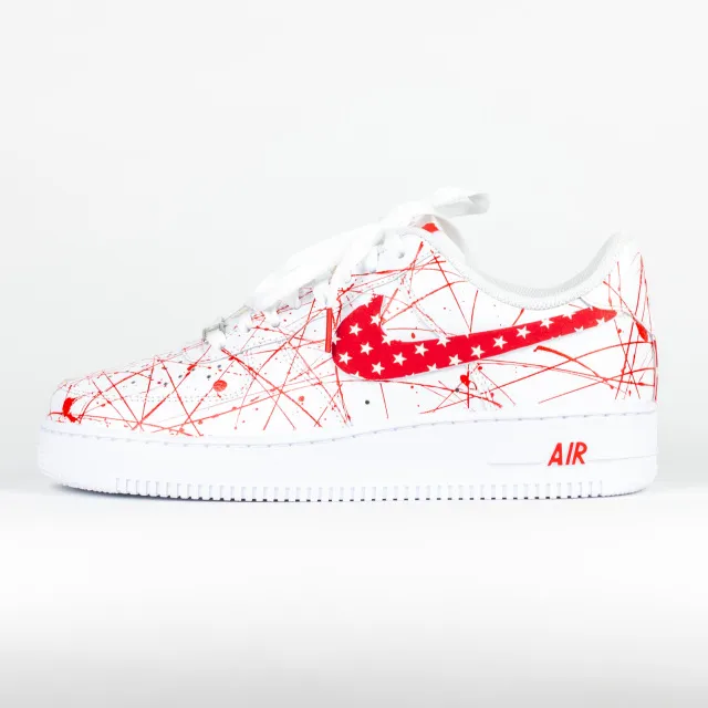 Nike Air Force 1 White Custom 'Red Splattered Stars' Edition