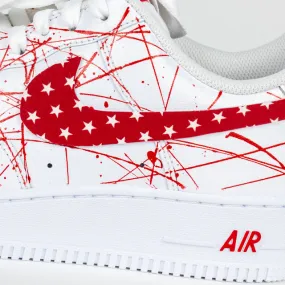 Nike Air Force 1 White Custom 'Red Splattered Stars' Edition