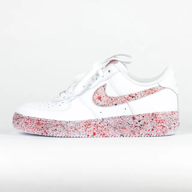 Nike Air Force 1 White Custom 'Red+Black Pixels' Edition