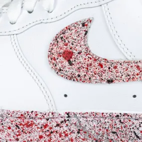 Nike Air Force 1 White Custom 'Red+Black Pixels' Edition