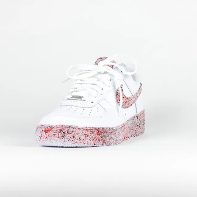 Nike Air Force 1 White Custom 'Red+Black Pixels' Edition