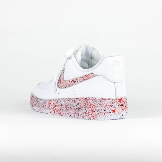 Nike Air Force 1 White Custom 'Red+Black Pixels' Edition