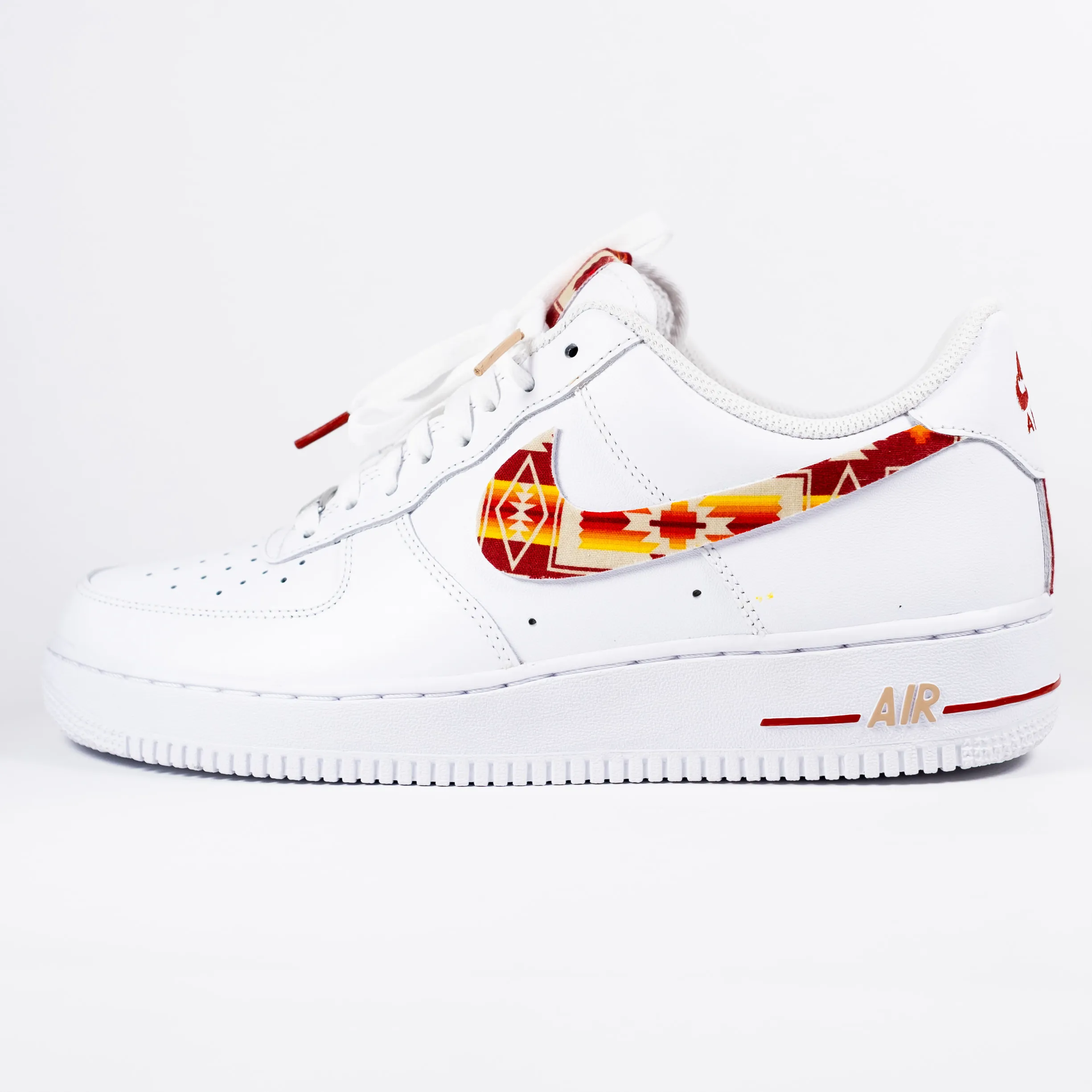 Nike Air Force 1 White Custom 'Sunset Aztec Swoosh' Edition