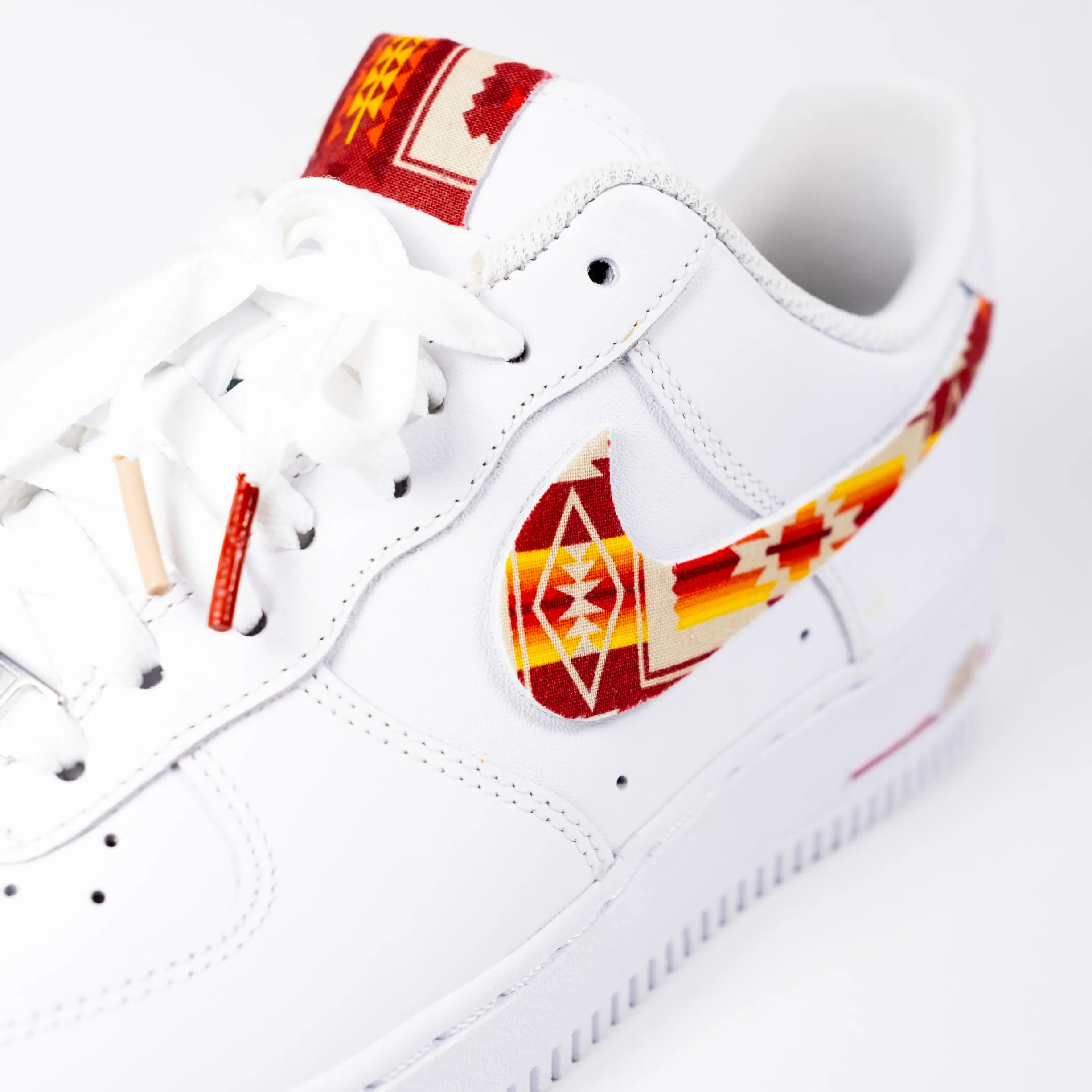 Nike Air Force 1 White Custom 'Sunset Aztec Swoosh' Edition