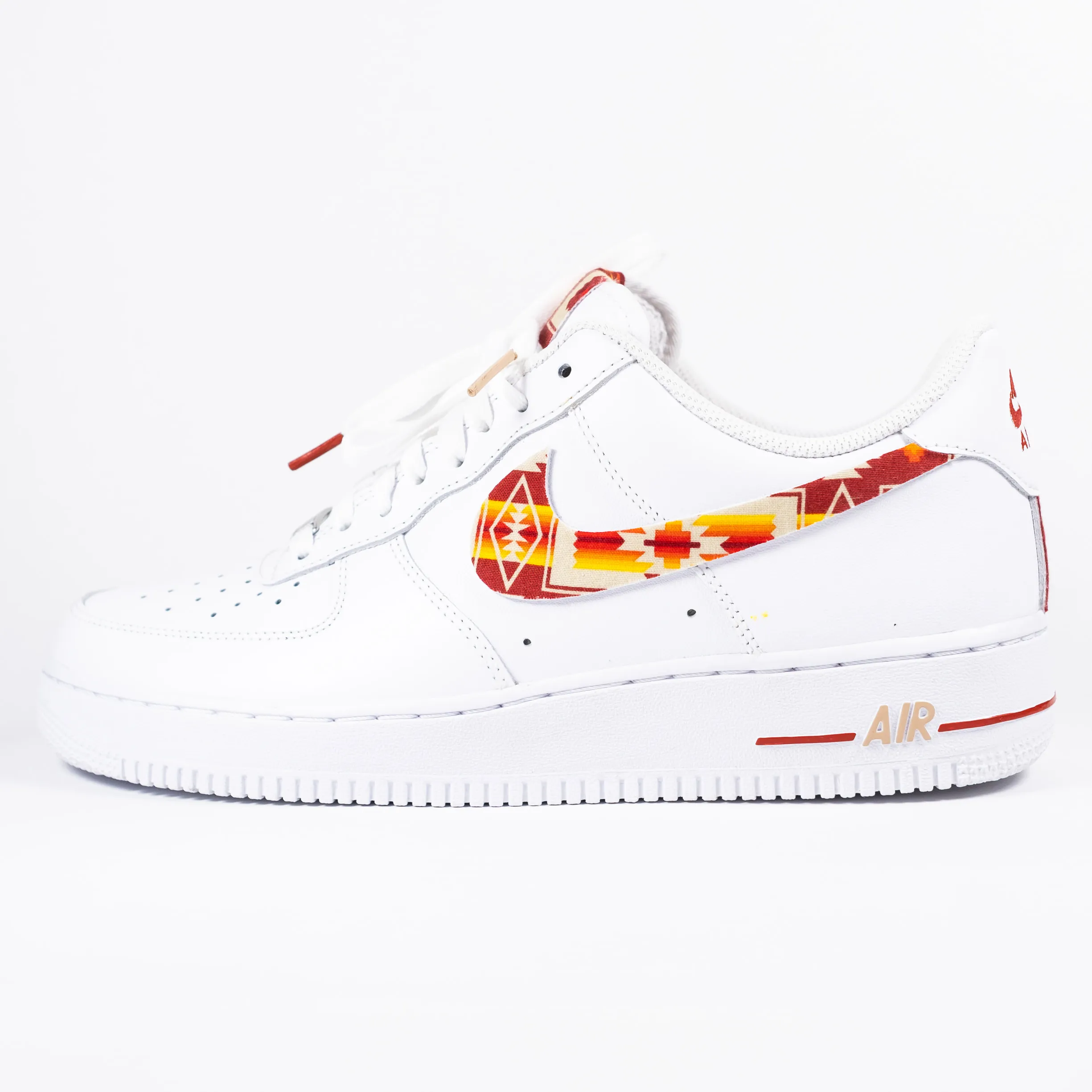 Nike Air Force 1 White Custom 'Sunset Aztec Swoosh' Edition