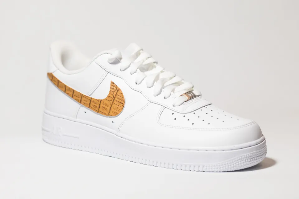 Nike Air Force 1 White Custom 'Tan Soft Croc' Edition