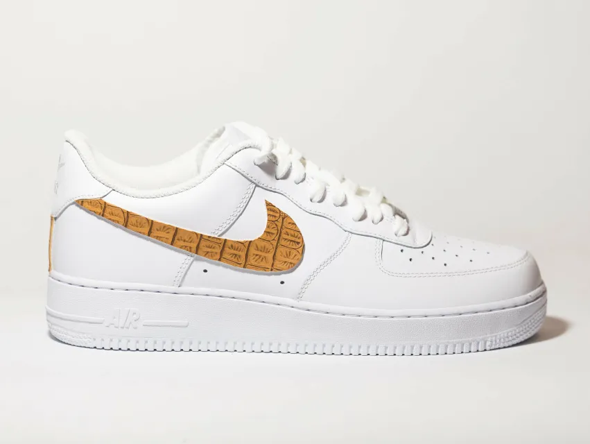 Nike Air Force 1 White Custom 'Tan Soft Croc' Edition