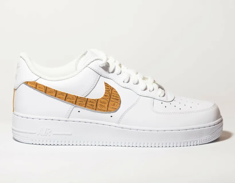 Nike Air Force 1 White Custom 'Tan Soft Croc' Edition