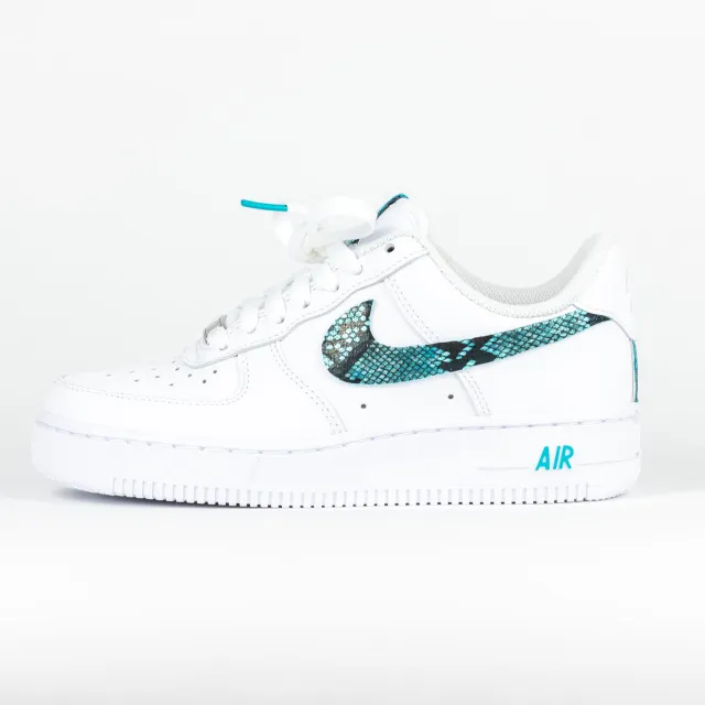 Nike Air Force 1 White Custom 'Teal Snakeskin Swoosh' Edition