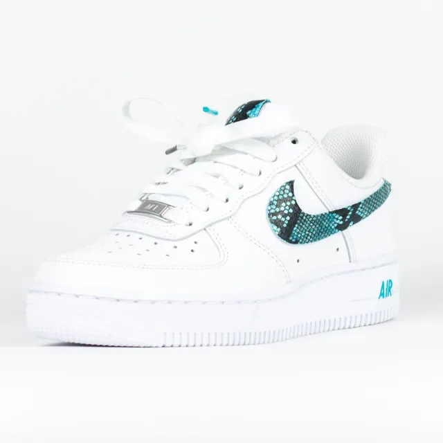 Nike Air Force 1 White Custom 'Teal Snakeskin Swoosh' Edition