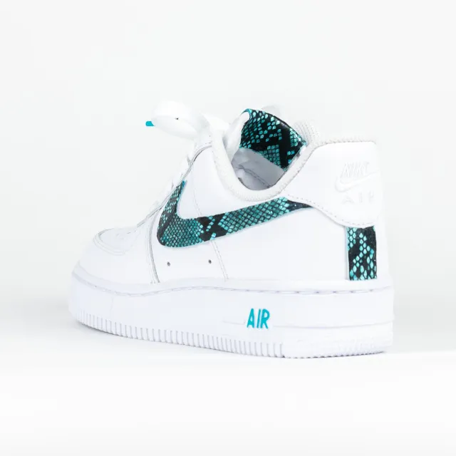 Nike Air Force 1 White Custom 'Teal Snakeskin Swoosh' Edition