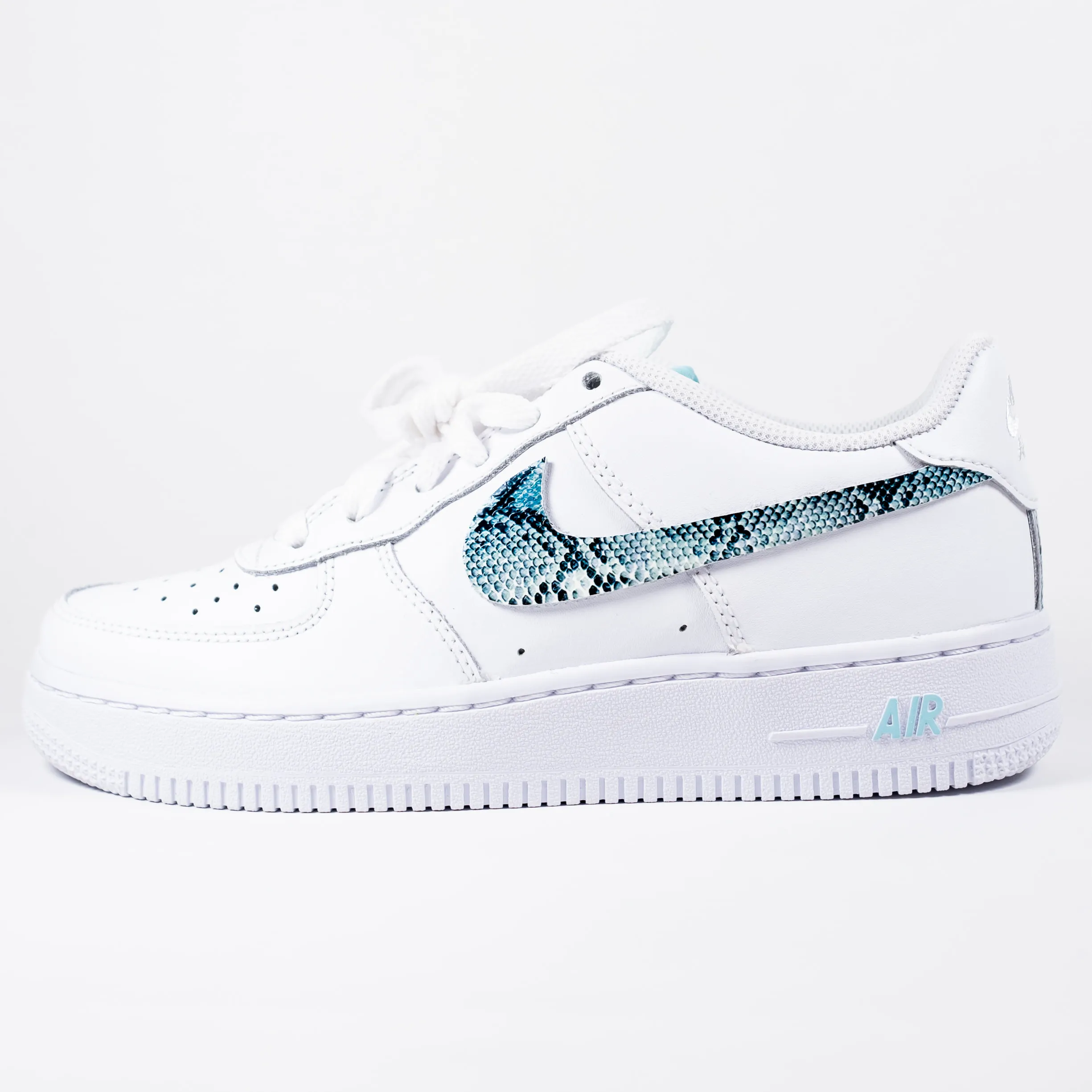 Nike Air Force 1 White Custom 'Turquoise Snakeskin' Edition