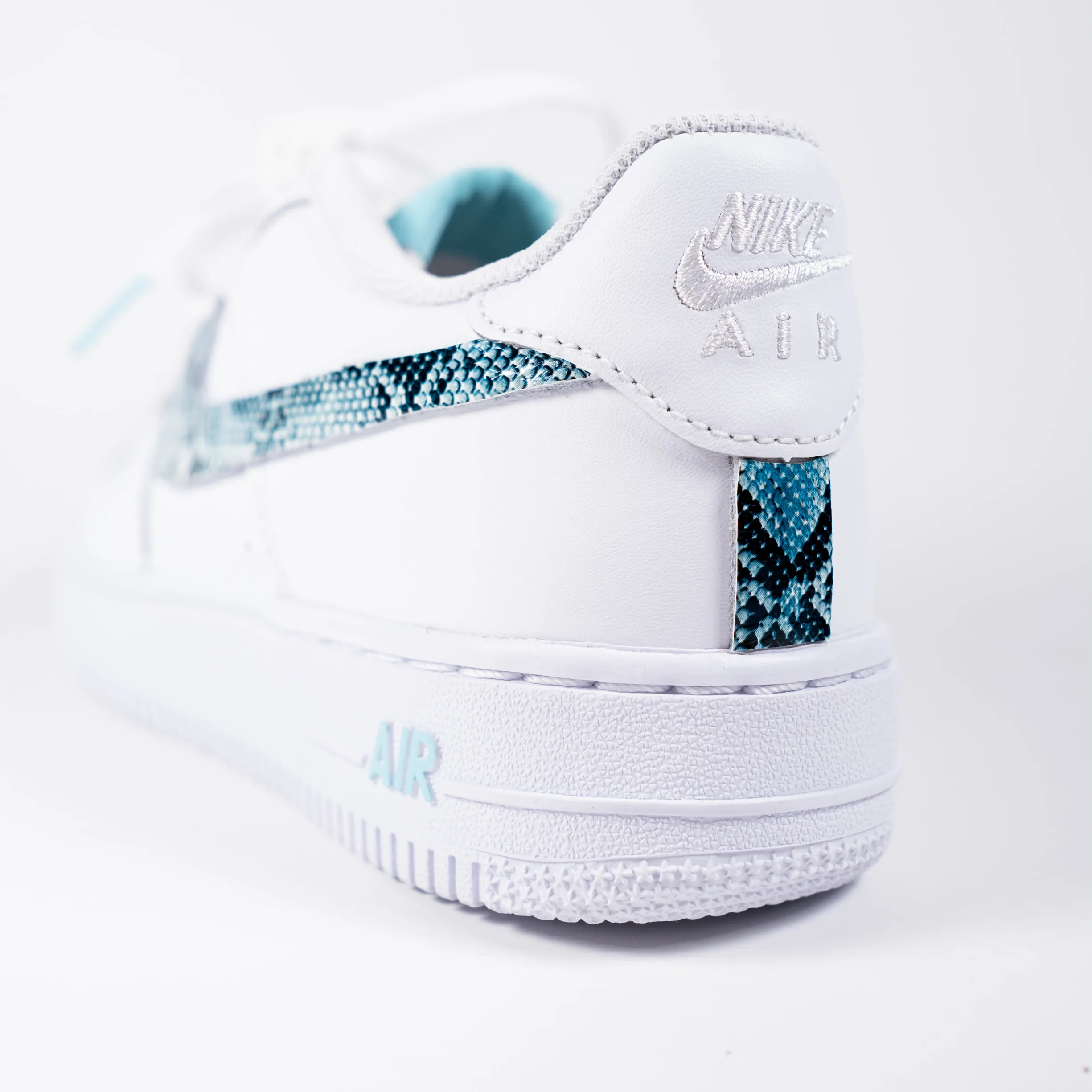 Nike Air Force 1 White Custom 'Turquoise Snakeskin' Edition