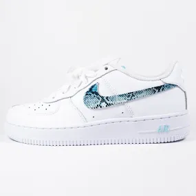 Nike Air Force 1 White Custom 'Turquoise Snakeskin' Edition