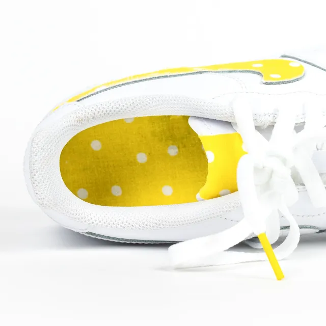 Nike Air Force 1 White Custom 'Yellow Polka Dot' W/ Custom Matching Insoles