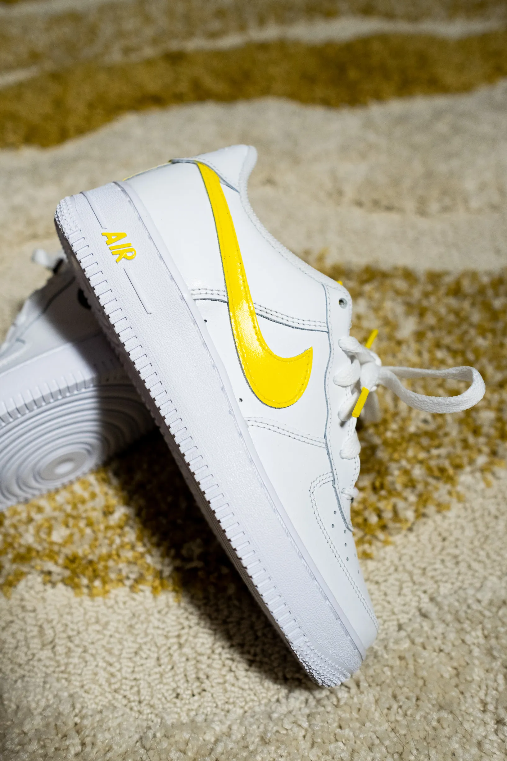 Nike Air Force 1 White Custom 'Yellow Swoosh' Edition