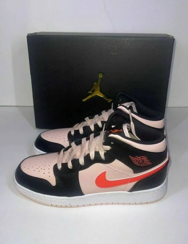 Nike air jordan 1 mid 4.5-7y atmosphere infrared 23 black 554725-604