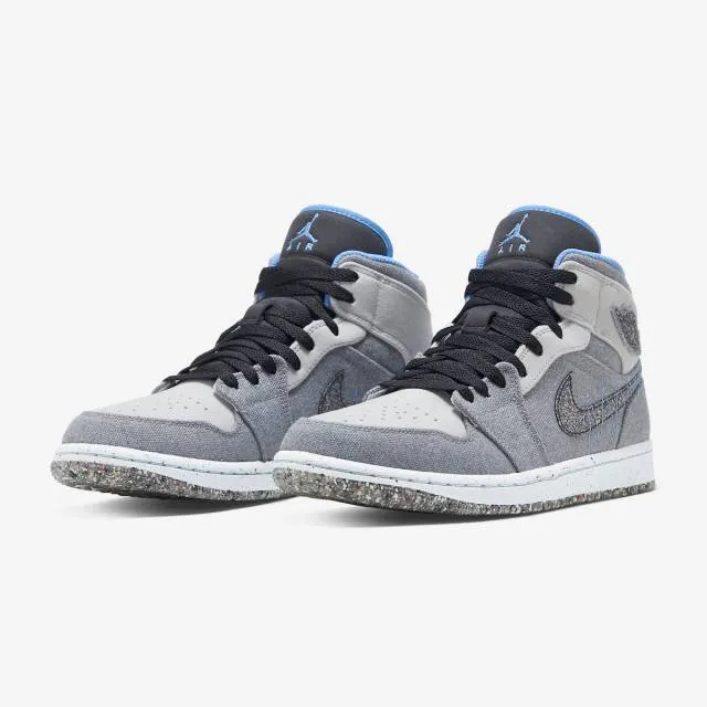 Nike air jordan 1 mid (crater grey university blue/ grey/ neutral grey/ university blue/ black) men