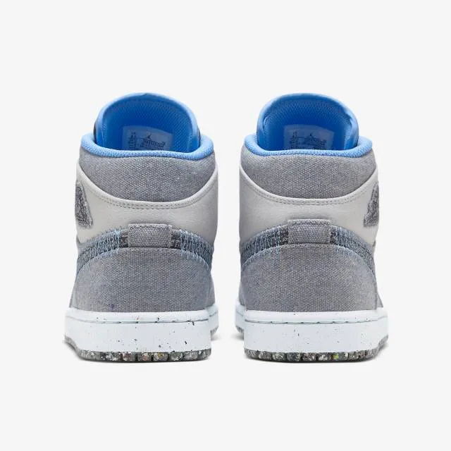 Nike air jordan 1 mid (crater grey university blue/ grey/ neutral grey/ university blue/ black) men