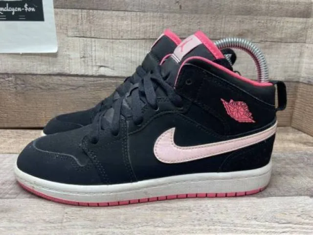 Nike air jordan 1 mid retro black pink 640737-066 youth sz 3y women sz 4.5