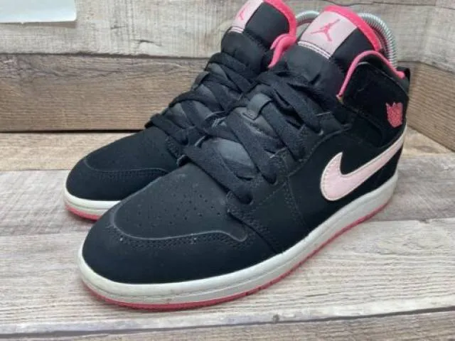 Nike air jordan 1 mid retro black pink 640737-066 youth sz 3y women sz 4.5