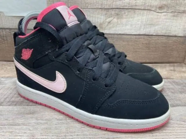 Nike air jordan 1 mid retro black pink 640737-066 youth sz 3y women sz 4.5