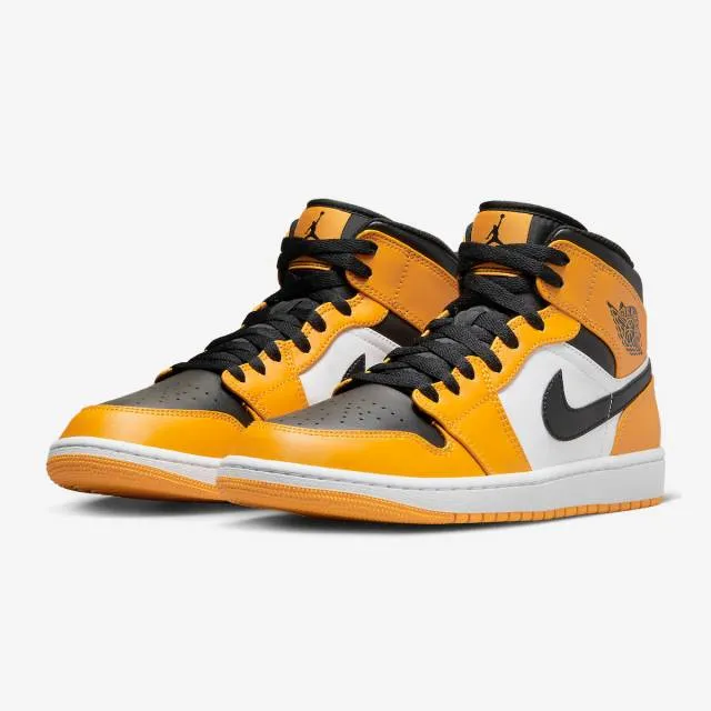 Nike air jordan 1 mid (reverse yellow toe/ taxi/ white/ black) men us 8-13 554724-701