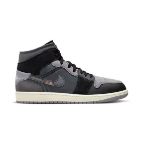 Nike air jordan 1 mid se craft (inside out black/ black/ light graphite/ sail/ cement grey) men us 8