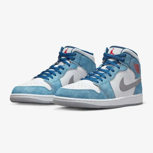 Nike air jordan 1 mid se (french blue/ white/ light steel grey/ fire red) men us 8-13 dn3706-401