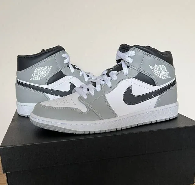 Nike air jordan 1 retro mid light smoke grey 7.5-14 white anthracite 554724-078