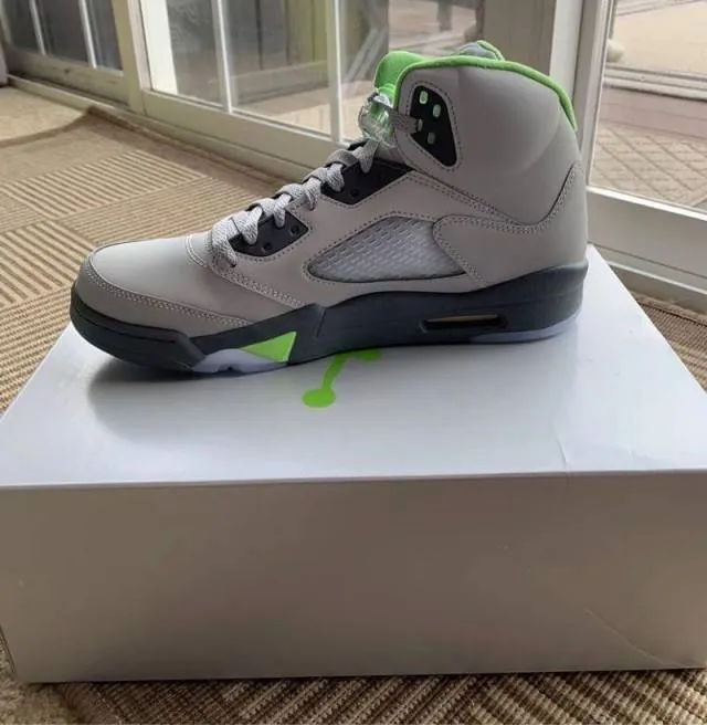 Nike air jordan retro 5 green bean reflective flint grey in