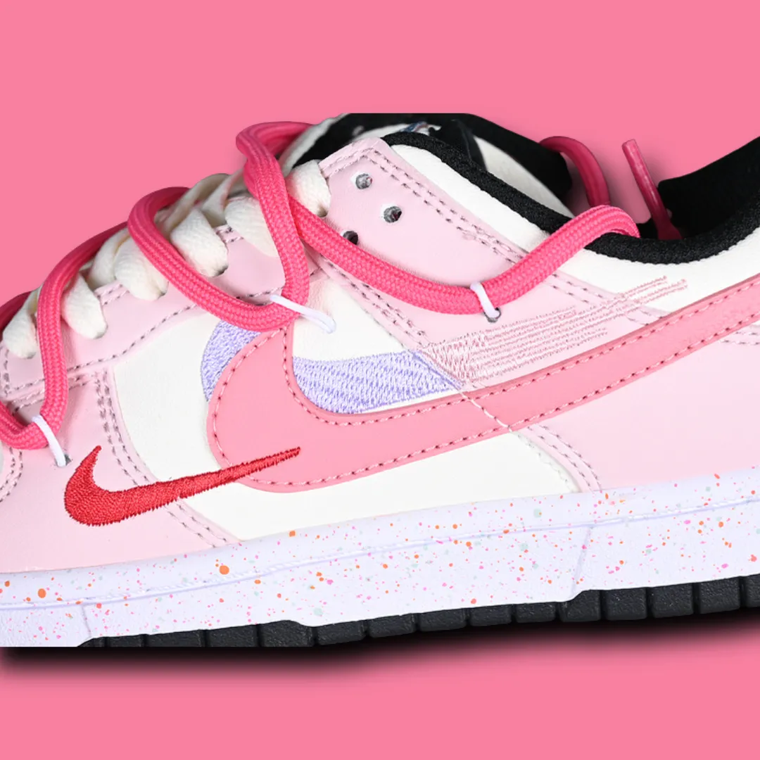 Nike dunk low double swoosh Pink White