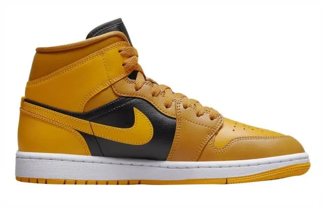 Nike wmns air jordan retro i 1 mid chutney taxi golden yellow black bq6472-700