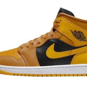 Nike wmns air jordan retro i 1 mid chutney taxi golden yellow black bq6472-700