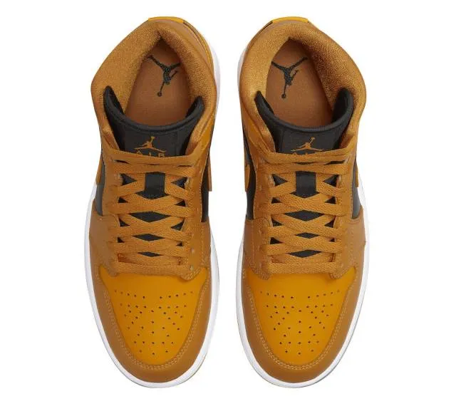 Nike wmns air jordan retro i 1 mid chutney taxi golden yellow black bq6472-700